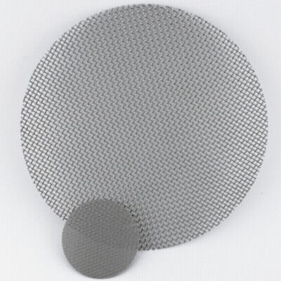 A large round metal mesh and a smaller round metal mesh placed on a white background.